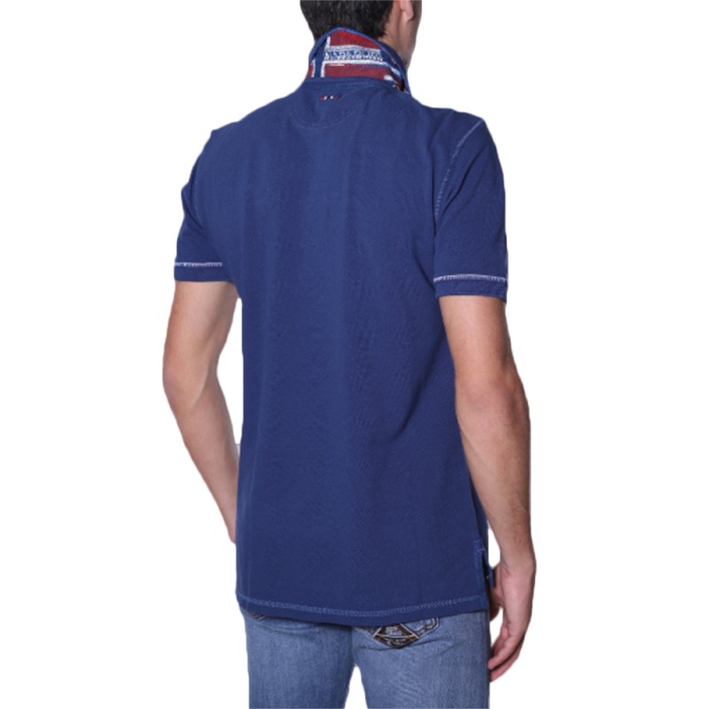 Polo Uomo Napapijri Erli Colori Bianco e Blu Lavato - N0YIFZ
