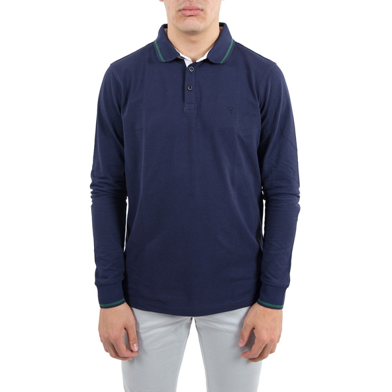 Polo Uomo Trussardi In Piquet Maniche Lunghe Colori Blu e Rosso - 52T00247-1T001678
