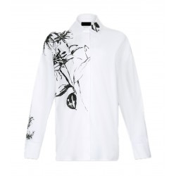 Camicia oversize in popeline con stampa Donna Liu Jo