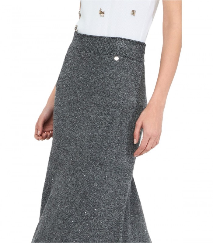 Gonna midi in maglia con paillettes Donna Liu Jo