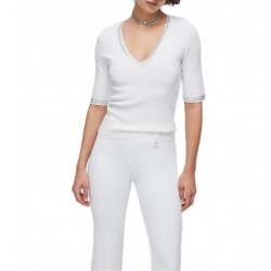 T-shirt in maglia con strass Donna Liu Jo