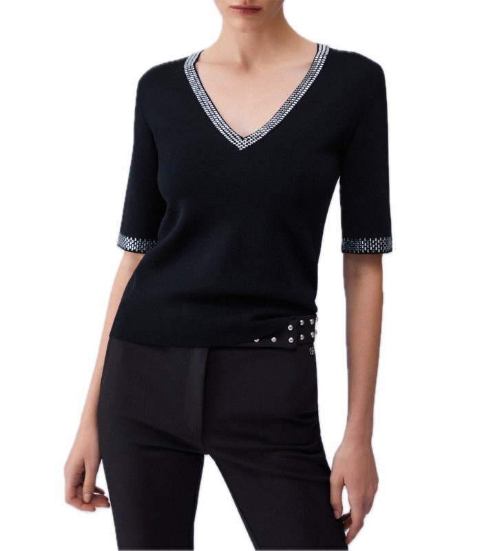 T-shirt in maglia con strass Donna Liu Jo