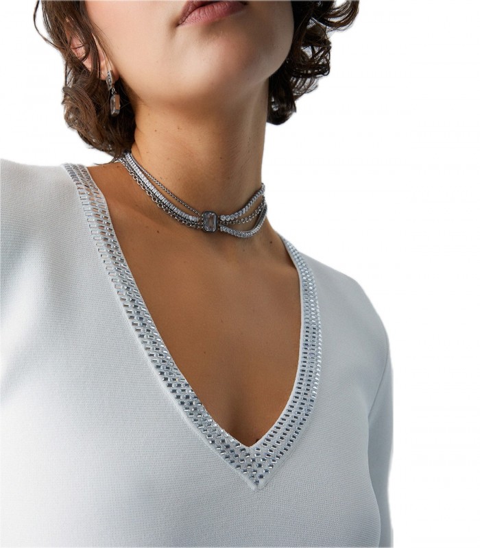 T-shirt in maglia con strass Donna Liu Jo