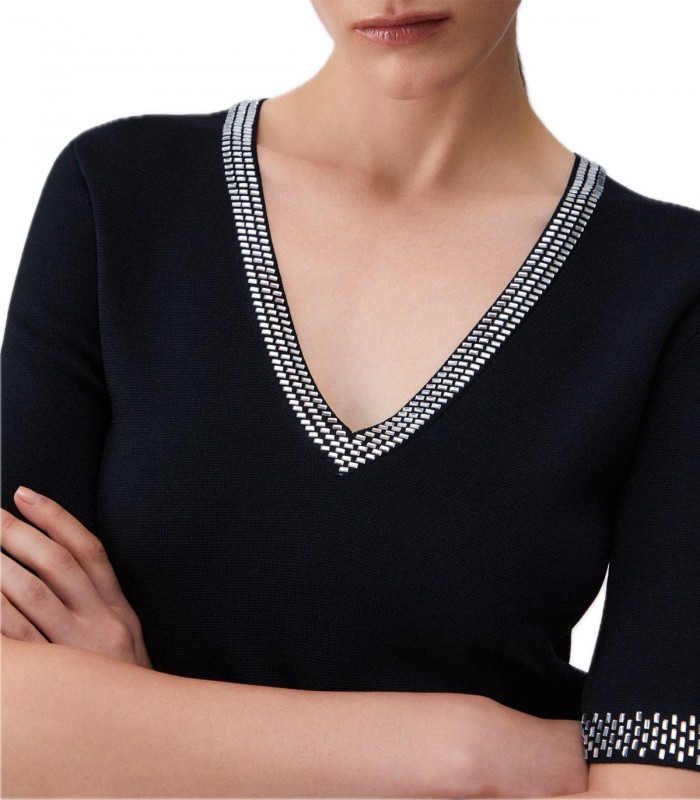 T-shirt in maglia con strass Donna Liu Jo