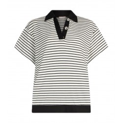 Polo a righe con bottoni gioiello Donna Liu Jo
