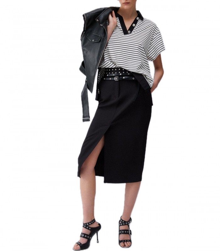 Polo a righe con bottoni gioiello Donna Liu Jo