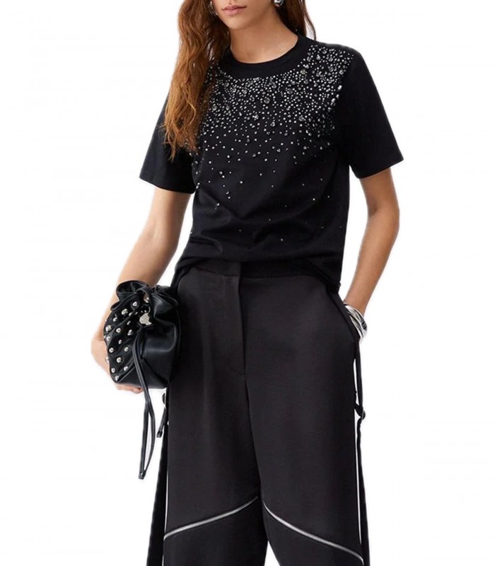 T-shirt con castoni gioiello Donna Liu Jo