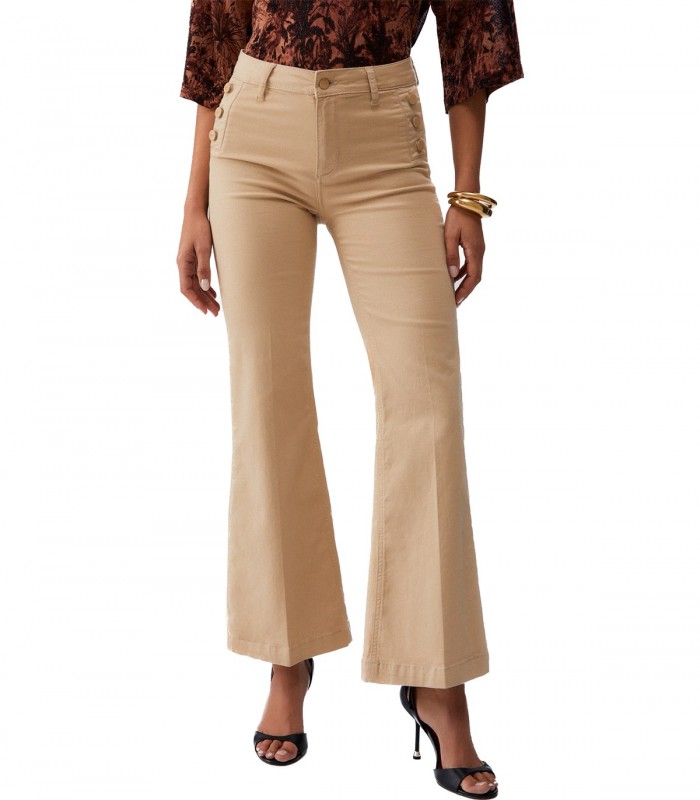 Pantaloni flare con bottoni logati Donna Liu Jo