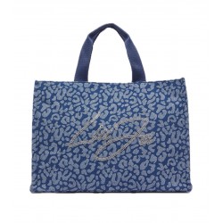 Tote bag grande in denim animalier Liu Jo