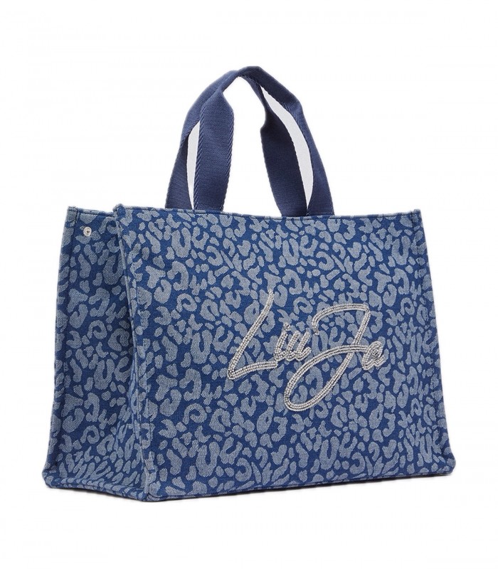 Tote bag grande in denim animalier Donna Liu Jo