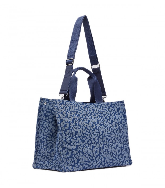 Tote bag grande in denim animalier Donna Liu Jo