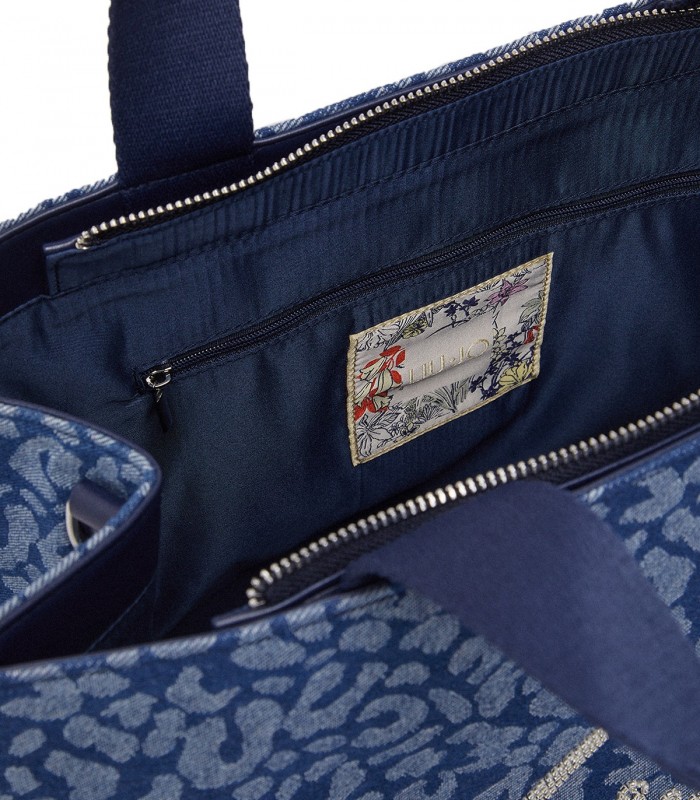 Tote bag grande in denim animalier Donna Liu Jo