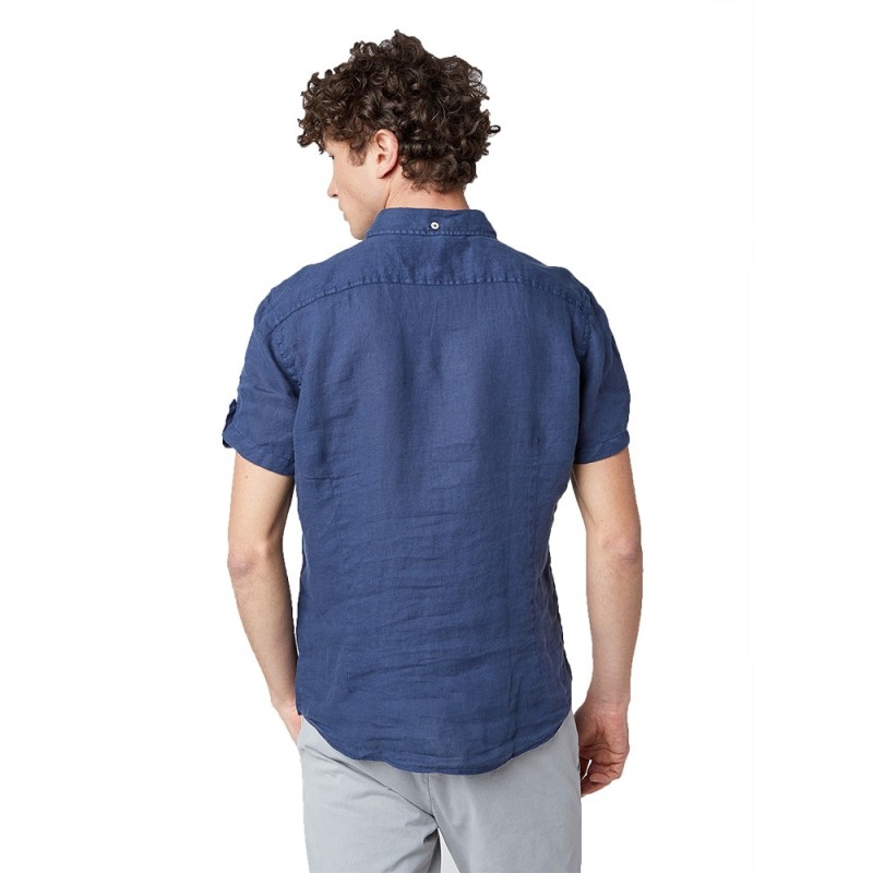 Camicia Uomo Gas in Lino Dab 8 Colori Bianco e Blu - 140227101021